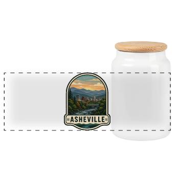 Asheville USA Voyage de vacances Ville d’art nature - Boîte à biscuits avec couvercle en bois - blanc - Devant