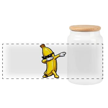 Dabbing Banane - Panorama Keksdose mit Holzdeckel - Weiß - Vorne