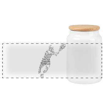 Idée cadeau pour un tennis avec tennis - Boîte à biscuits avec couvercle en bois - blanc - Devant