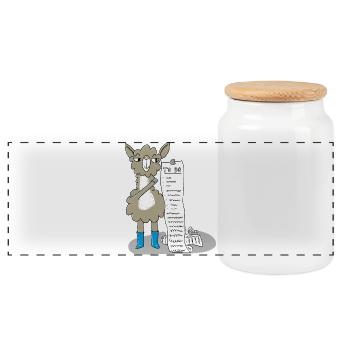 Lama avec une liste de choses à faire - Boîte à biscuits avec couvercle en bois - blanc - Devant