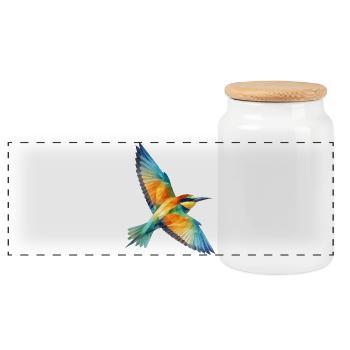 Bienenfresser Vogel Low Poly Polygon Art  - Panorama Keksdose mit Holzdeckel - Weiß - Vorne