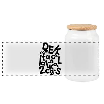 Dear Future Self Typography - Panoramic Cookie Jar with Wooden Lid - white - Front