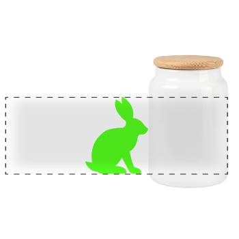 Kaninchen Silhouette Hase - Panorama Keksdose mit Holzdeckel - Weiß - Vorne
