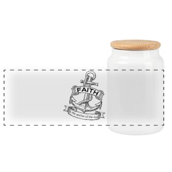 La foi est l’ancre de l’âme. Légèrement incliné - Boîte à biscuits avec couvercle en bois - blanc - Devant