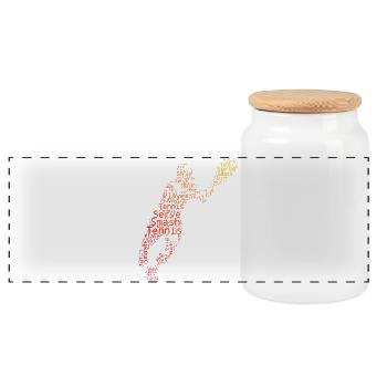 Idée cadeau pour un tennis avec tennis - Boîte à biscuits avec couvercle en bois - blanc - Devant