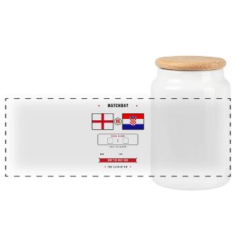England vs Croatia Football Score Card - Boîte à biscuits avec couvercle en bois - blanc - Devant