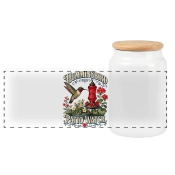 HUMMINGBIRD PATIO WATCH - Panoramic Cookie Jar with Wooden Lid - white - Front