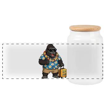 Chemise Holiday Gorilla Hawaii - Boîte à biscuits avec couvercle en bois - blanc - Devant