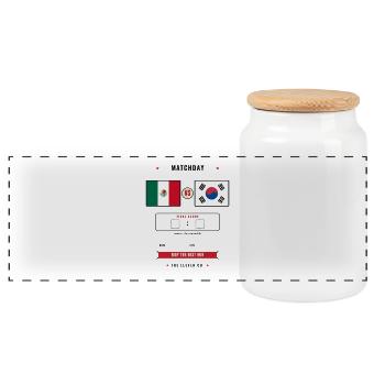 Mexico vs South Korea Football Score Card - Boîte à biscuits avec couvercle en bois - blanc - Devant