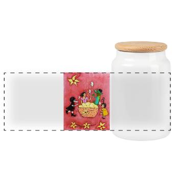 Pudding à la vanille - Boîte à biscuits avec couvercle en bois - blanc - Devant