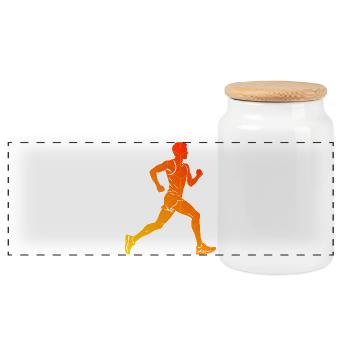 Marathonlaufen Geschenkidee für ein Marathonläufer - Panorama Keksdose mit Holzdeckel - Weiß - Vorne
