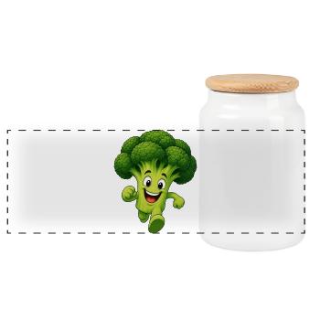 Brocoli - Boîte à biscuits avec couvercle en bois - blanc - Devant