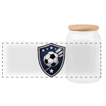 Soccer Shield Crest - Panoramic Cookie Jar with Wooden Lid - white - Front