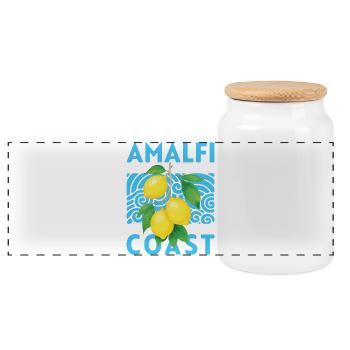 Summer Design Lemons Amalfi Coast Italy - Panoramic Cookie Jar with Wooden Lid - white - Front