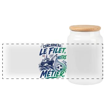 Concarneau Filet Foot - Panorama Keksdose mit Holzdeckel - Weiß - Vorne