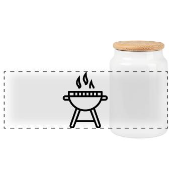 Barbecue - Panoramic Cookie Jar with Wooden Lid - white - Front