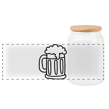 BIER-FAN – Klassischer Bierkrug für Genießer - Panorama Keksdose mit Holzdeckel - Weiß - Vorne