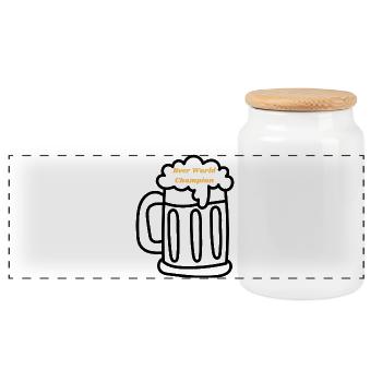 BEER WORLD CHAMPION – Beer Mug Design for Fans - Panorama Keksdose mit Holzdeckel - Weiß - Vorne