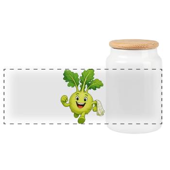 Chou-rave - Boîte à biscuits avec couvercle en bois - blanc - Devant