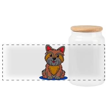Merry Yorkie (comic) - Panoramic Cookie Jar with Wooden Lid - white - Front
