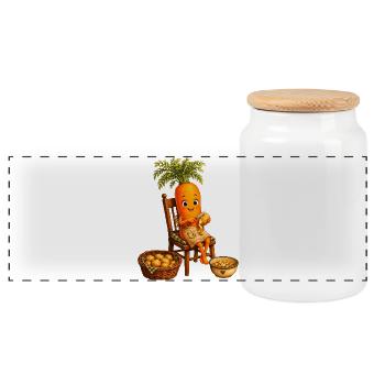 Épluches de carotte pommes de terre - Boîte à biscuits avec couvercle en bois - blanc - Devant