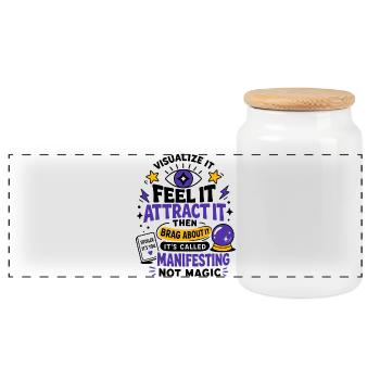 Feel It Attract It Manifesting - Panorama Keksdose mit Holzdeckel - Weiß - Vorne