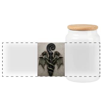 Cerfs-volants autour du manche - Boîte à biscuits avec couvercle en bois - blanc - Devant