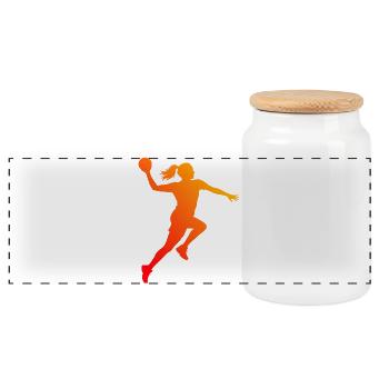 The handball fans fit together - Panoramic Cookie Jar with Wooden Lid - white - Front