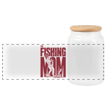 Maman pêcheur Maman Pêcheur Maman Chemise - Boîte à biscuits avec couvercle en bois - blanc - Devant