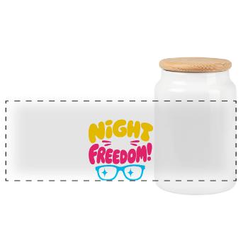 Last Night of Freedom JGA - Panoramic Cookie Jar with Wooden Lid - white - Front