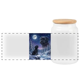 Hurler vers la Lune Affenpinscher - Boîte à biscuits avec couvercle en bois - blanc - Devant