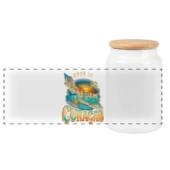 Curaçao - Boîte à biscuits avec couvercle en bois - blanc - Devant