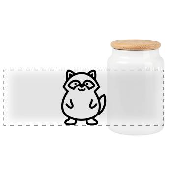raton laveur - Boîte à biscuits avec couvercle en bois - blanc - Devant