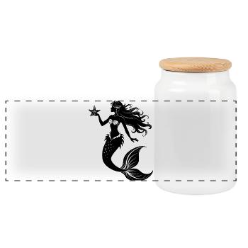 Sirène - Boîte à biscuits avec couvercle en bois - blanc - Devant