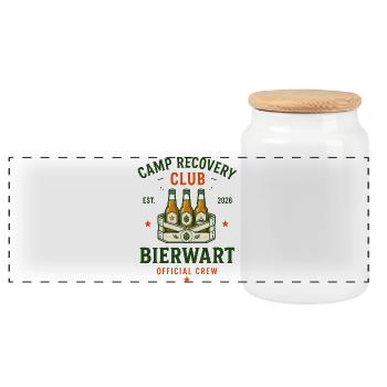 Bierwart – Camp Recovery Club Crew - Panorama Keksdose mit Holzdeckel - Weiß - Vorne