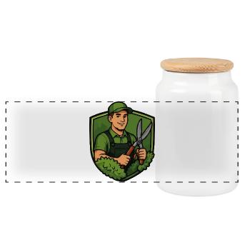 Jardinier dans le Bouclier Vert - Boîte à biscuits avec couvercle en bois - blanc - Devant