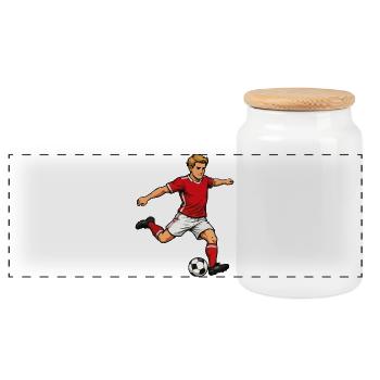 Les footballeurs en saut - Boîte à biscuits avec couvercle en bois - blanc - Devant