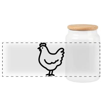 poulet - Boîte à biscuits avec couvercle en bois - blanc - Devant