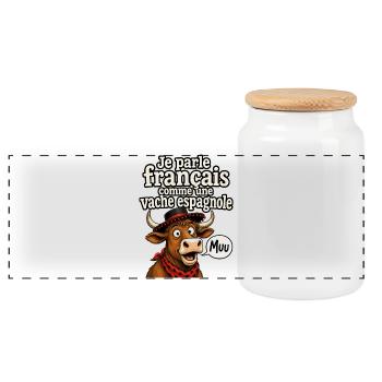 Comme une vache espagnole - Panoramic Cookie Jar with Wooden Lid - white - Front