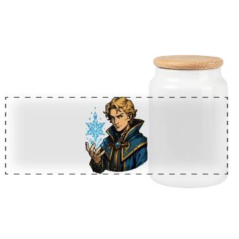 Magicien de glace avec sort de givre - Boîte à biscuits avec couvercle en bois - blanc - Devant