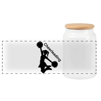 Cheerleading Silhouette mit Pompons - Panorama Keksdose mit Holzdeckel - Weiß - Vorne