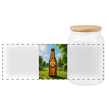 Bouteille de bière riante dans le parc - Boîte à biscuits avec couvercle en bois - blanc - Devant