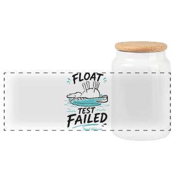 Dead Unicorn im Badereifen: Float Test Failed - Panorama Keksdose mit Holzdeckel - Weiß - Vorne