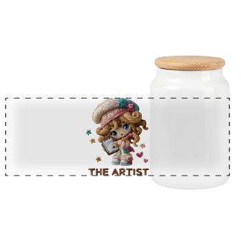 Artiste de fil Petit Artiste - Boîte à biscuits avec couvercle en bois - blanc - Devant