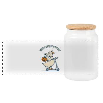 Oie Effrayante - Oie fantôme - Halloween vintage - Boîte à biscuits avec couvercle en bois - blanc - Devant