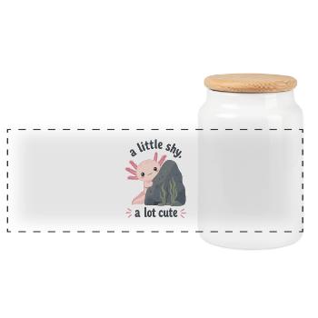 Un peu timide, très mignon axolotl - Boîte à biscuits avec couvercle en bois - blanc - Devant