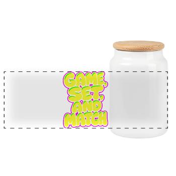 Set de jeu Match Tennis Shirt, style néon - Boîte à biscuits avec couvercle en bois - blanc - Devant