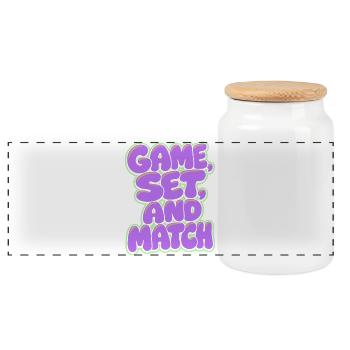 Set de jeu Maillot de tennis de match, style rétro violet - Boîte à biscuits avec couvercle en bois - blanc - Devant