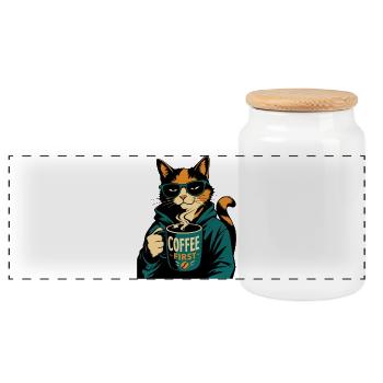 Sweat à capuche Coffee First Coffee Chat Pull Pull - Boîte à biscuits avec couvercle en bois - blanc - Devant