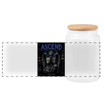 Ascension : Lutte angélique en bleu - Boîte à biscuits avec couvercle en bois - blanc - Devant